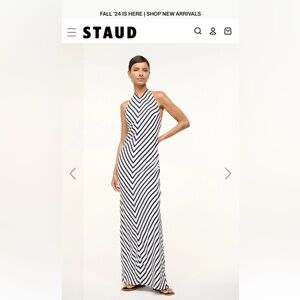 STAUD Black and White Striped Maxi Dress